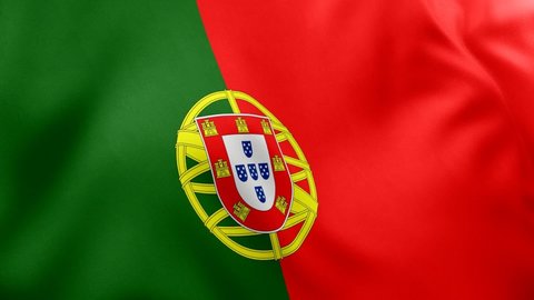Portugal flag video. 3d Portugal Flag Slow Motion video. Portugal Flag Blowing Close Up. Flags Motion Loop HD resolution Portugal Background.