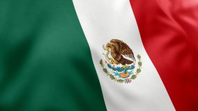 Mexico flag video. 3d Mexico Flag Slow Motion video. Mexico Flag Blowing Close Up. Flags Motion Loop HD resolution Mexico Background.