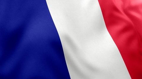 France flag video. 3d France Flag Slow Motion video. France Flag Blowing Close Up. Flags Motion Loop HD resolution France Background.