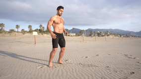 metabolic workout on the beach with lateral push-ups variant