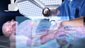 Close up shot of Patient Body Hologram showing Organs, Surgeon Perform Heart Surgery  Doctor using augmented reality holographic holo lens Augmented Reality. Future Advanced Technology Concept in 4K - Powered by Shutterstock - Get 15% off with code: PIKWIZARD15