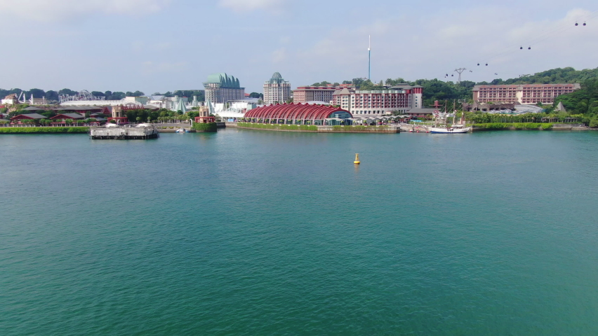 Drone footage of a bay in Singapore