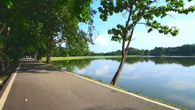 4K Video of 4K Video of Ang Kaew Reservoir in Chiang Mai University in Chiang Mai University, Thailand.