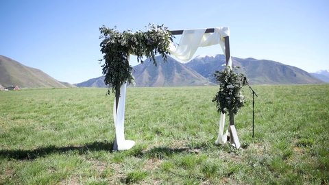 Beautiful wedding arch for wedding reception ceremony, outdoor decor style