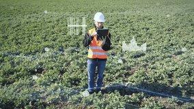 Modern smart agriculture farming. Agronomist farmer checking graph productivity with digital tablet computer fast 5G data using app and internet of things (IOT) in production and agricultural research - Powered by Shutterstock - Get 15% off with code: PIKWIZARD15