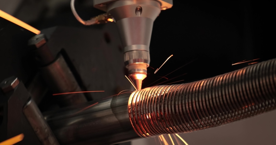 CNC Laser cutting of metal, modern industrial technology Making Industrial Details. The laser optics and CNC (computer numerical control) are used to direct the material or the laser beam generated. Royalty-Free Stock Footage #1073199641