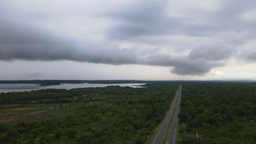 storm cloud over on highway