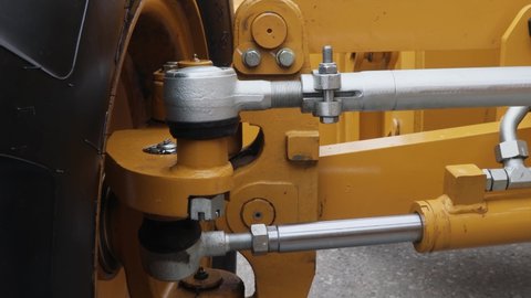 hydraulic cylinders and hydraulic system of a tractor or bulldozer. dolly video
