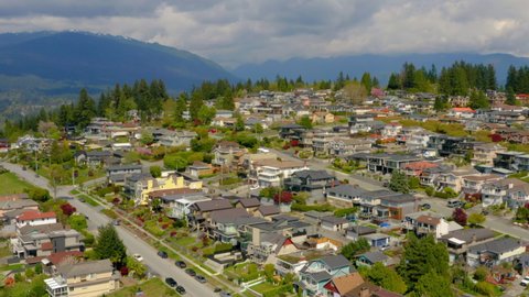 Scenic aerial view over the Capitol Hill neighbourhood in Burnaby, Greater Vancouver.