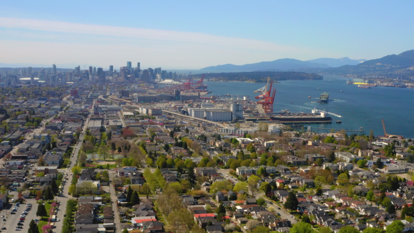 Beautiful panoramic aerial view over Vancouver, British Columbia.