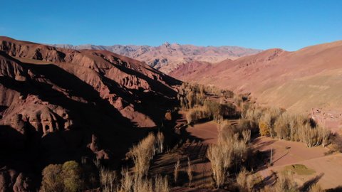 Panorama Of Sandy Desert Mountains In Bamyan Region, Afghanistan. - Aerial Shot