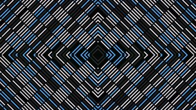 Kaleidoscopic pattern of lines. Animation. Beautiful background of changing linear pattern. Pattern of colored stripes and lines changes and moves centrally