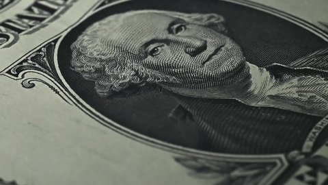 George Washington on a U.S. dollar bill. Surgut, Russia - 25, May 2021.