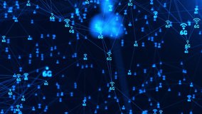 6G Technology concept digital Loop internet of things IOT background. for technology or telecom innovation trend. Global network high speed innovation connection. Network Node Connection - Powered by Shutterstock - Get 15% off with code: PIKWIZARD15