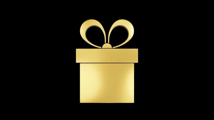 Gift box icon spinning. Alpha channel. Seamless looping.	
3D animation