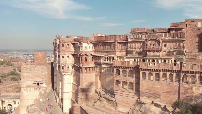Stately exterior of Mehrangarh Fort And Museum, Jodhpur India. Must visit Royalty-Free Stock Footage #1073272589