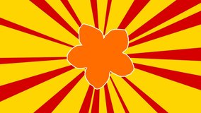 Forget-me-not flower on the background of animation from moving rays of the sun. Large orange symbol increases slightly. Seamless looped 4k animation on yellow background