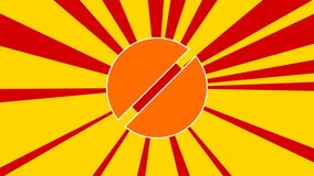 Pill symbol on the background of animation from moving rays of the sun. Large orange symbol increases slightly. Seamless looped 4k animation on yellow background - Powered by Shutterstock - Get 15% off with code: PIKWIZARD15