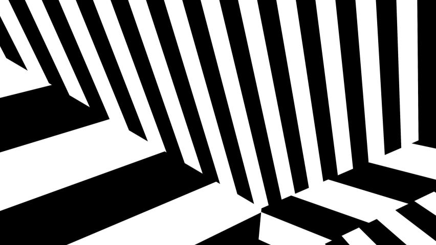 flying through multiple walls located at different angles. abstract background with black and white stripes  Royalty-Free Stock Footage #1073326373