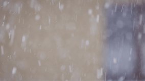 Falling snowflakes, blur background, abstract effect, minimalistic video background