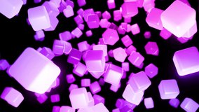 3d abstract dark geometric bg with blue red cubes flash with neon light randomly. Smooth looped animation. Cubes form a flat structure. Creative simple motion design bg with 3d objects 4k - Powered by Shutterstock - Get 15% off with code: PIKWIZARD15