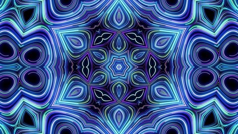 4k abstract looped bg with flashing lines pattern like symmetrical radial ornament on plane like light bulbs or garland of lines. Luma matte. Kaleidoscopic structure with neon flash lights.