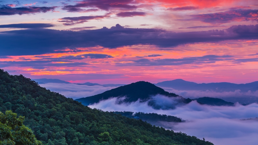 Cinemagraph time lapse Blue Ridge Mountains North Carolina sunrise in Asheville | Shutterstock HD Video #1073336291
