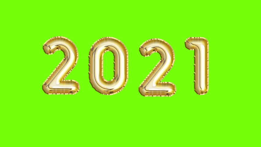 Animated Golden Inflatable Balloon Numbers 2021 Changes to 2022. Animation on Green Background Royalty-Free Stock Footage #1073344301