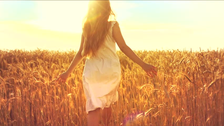Beauty girl running on yellow wheat field over sunset sky. Freedom concept. Happy woman outdoors. Harvest. Wheat field in sunset. Slow motion 240 fps. Slowmo. 1080p full HD video footage | Shutterstock HD Video #10733447