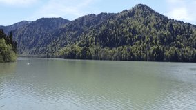 Aerial video from a drone overlooking Lake Ritsa in Abkhazia.