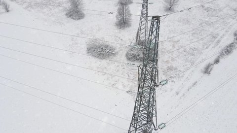 Heavy snowstorm over national power lines causing blackout power shortage