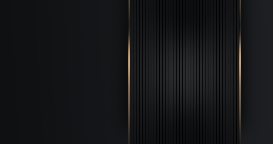 4k Abstract luxury black grey gradient backgrounds with rectangle frame, animated golden metallic stripes. Elegant ribbon vertical horizontal banner. Simple minimal border for sale. Dark backdrop 3D 