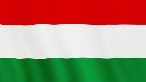 Hungary flag video waving in wind. Realistic Hungarian Flag background.  Hungary EU European country flags. Hungary Hungarian Flag