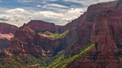 Kolob Canyon, Zion National Park, Utah, Timelapse Video Epic View with Clouds