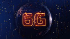 6G High Speed Internet Connection of Internet of things IOT Night Globe Network Loop, Technology Network Digital Data and Social network worldwide Connection Background Concept. 3D rendering. - Powered by Shutterstock - Get 15% off with code: PIKWIZARD15