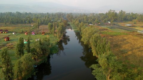 View of Chinampas zone in Xochimilco Mexico