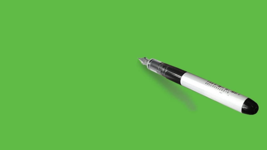 Making an animal with art in black, pink, brown,yellow, blue, red and white colour combination at plain green screen background
