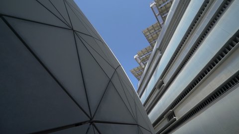 solar panels on the roofs of a house in a modern building. Masdar City Abu Dhabi UAE