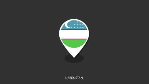 Vector motion of Uzbekistan flag icon look like check-in icon on black background.