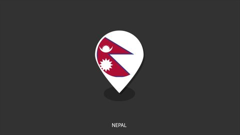 Vector motion of Nepal flag icon look like check-in icon on black background.