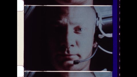 July 20th 1969. Time Lapse footage of Astronaut Buzz Aldrin during the Firdt Manned Mission to the Moon. 4K Overscan of Vintage Archival 16mm Film Print