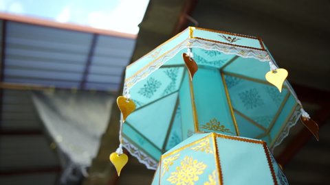 Low angle view of Lanna style lanterns