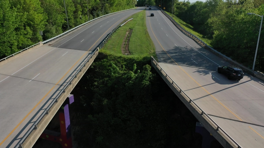 A 4K footage of streets in Greensboro, in North Carolina during daylight, the camera moving up