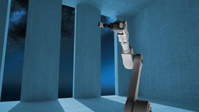 Animation of robot's hand holding light bulb on blue background. global networking, ideas and business concept digitally generated video. - Powered by Shutterstock - Get 15% off with code: PIKWIZARD15