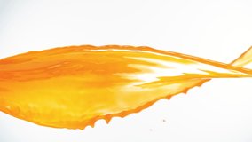 Super Slow Motion Shot of Orange Juice Spiral Splash Isolated on White Background at 1000fps. - Powered by Shutterstock - Get 15% off with code: PIKWIZARD15