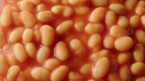 Baked Beans super close up presentation stock footage