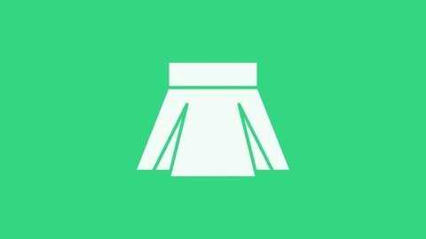 White Skirt icon isolated on green background. 4K Video motion graphic animation.