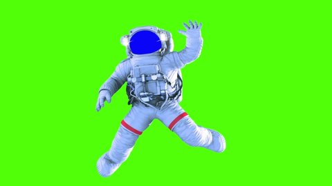 Astronaut in space green screen. 3d animation