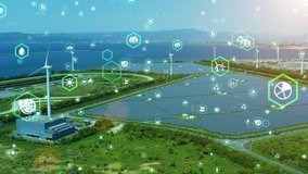 Renewable energy and environmental technology concept. Wind power plant. Solar power plant. Sustainable development goals. SDGs. - Powered by Shutterstock - Get 15% off with code: PIKWIZARD15