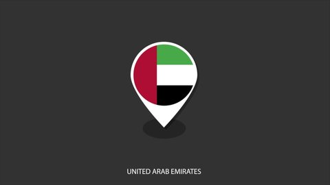 Vector motion of United Arab Emirates flag icon look like check-in icon on black background.